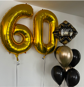 Zlatá balónková dekorace k oslavě 60. výročí.
